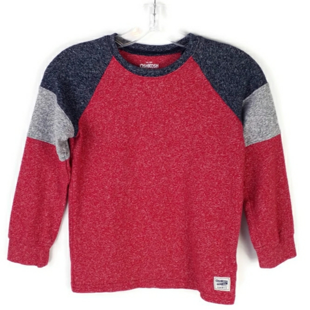 OshKosh B'gosh Colorblock Pullover Round Neck Long Sleeve Shirt Boys Size 8 EUC